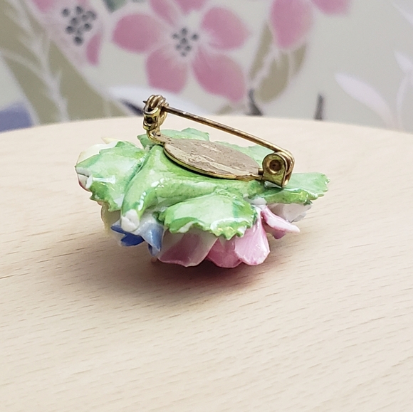 Rare Floral Royal Adderley Bouquet Porcelain Bone China Brooch - Picture 6 of 8